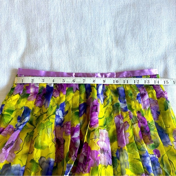 WD.NY Womens Pleated Silk Skirt Sz 6 Floral Lined Y2K Easter Flowy Coquette Girl - Picture 5 of 8